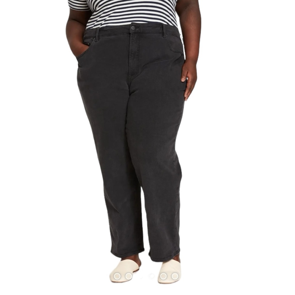 Universal Standard Etta high rise straight leg jeans in washed black size 22
